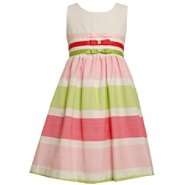 Ashley Ann Girls Sleeveless Linen Dress Pastel Stripes 