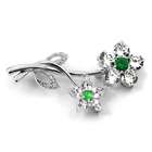 Emitations Wedding Jewelry Romas CZ Flower Brooch   Emerald