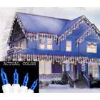   Set Of 100 Blue Everglow Icicle Christmas Lights With White Wire