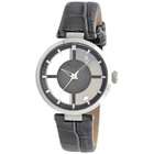   Stainless Watch   Black Leather Strap   Black Dial   KC2611