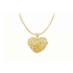  14K Yellow Gold Wire Heart Pendant Jewelry