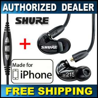 SHURE SE215 BK & CBL M+ K iPhone Stereo Mobile Headset  
