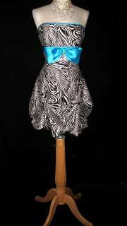 NWT Jessica McClintock Flirty Zebra Bubble Bow Dress Size 9  