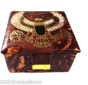 Egyptian HAND MADE FALCON HORUS Genuine Leather Jewelry Box Pharaoh 