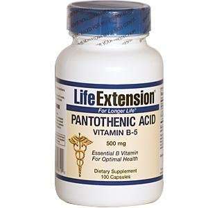  Life Extension Pantothenic Acid Vitamin B 5    500 mg 