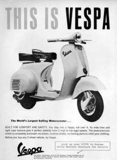 1965 Vespa Scooter Original Moped Ad  