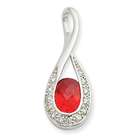 Jewelry Adviser pendants Sterling Silver Orange & Clear CZ Pendant