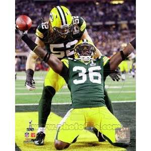 Nick Collins and Clay Matthews celebrate INT Touchdown from Super Bowl 