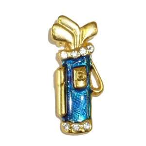  Blue Enamel Golfbag & Clubs Pin Jewelry