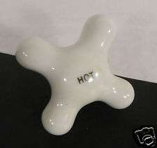 vintage porcelain white hot water faucet handle tub sink one day 