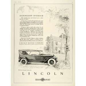  1923 Ad Lincoln Motors Touring Car Model Driveway House 