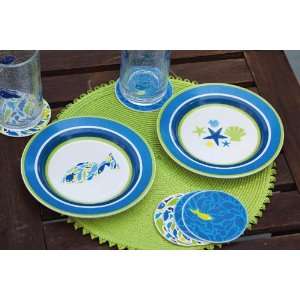  Ceramic Round Dessert Plate Set of 4, Simple Swimmers 