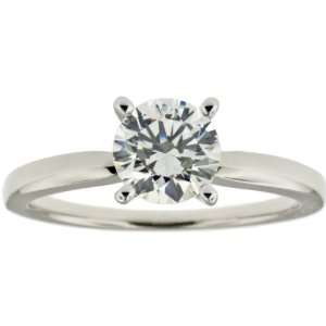  14K White Gold Comfort Fit Round Solitaire Diamond Engagement Ring 