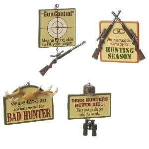  Midwest Funny Signs Hunting Christmas Ornaments Set of 4 