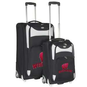   Wisconsin Badgers 2 Piece Black Rolling Luggage Set