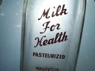 Vintage Bottle MILK FOR HEALTH NASHVILLE TENN Red ACL  