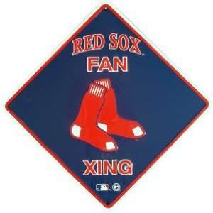  Red Sox Fan Metal Crossing Sign 12 inch by 12 inch Team 