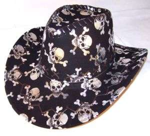 SILVER SKULL X BONE COWBOY HAT western headwear hats  