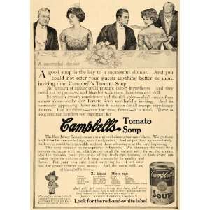 1910 Ad Campbells Tomato Soup Dinner Party Fashion   Original Print 