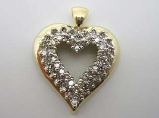 10k Yellow Gold 1ct tw Diamond Heart Pendant WOW  