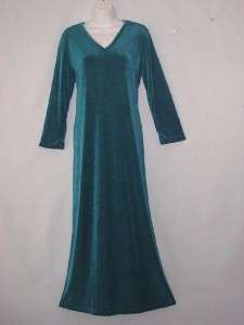 SLINKY BRAND Teal V neck Travel Knit L/S Maxi Dress~M/L  
