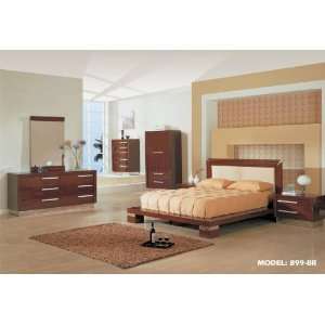  Global Furniture Brown Contemporary Lacquer Platform Bed 