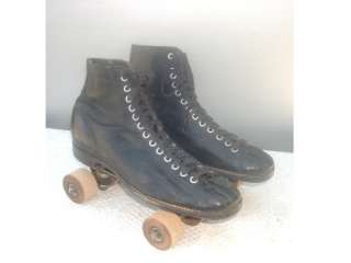 Vintage Official Roller Derby Roller Skates Wooden Wheels Size Mens 9 