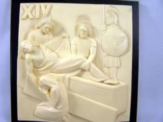 Antique G Ruggeri Marble Stations Of The Cross Set Of 2 Picture Plaque 