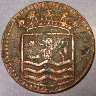 1744 Dutch Colonial New York Penny Zeeland mint VOC Copper Cent  