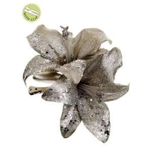  Faux 7.5 Glittered Lily Clip Pewter (Pack of 12) Patio 