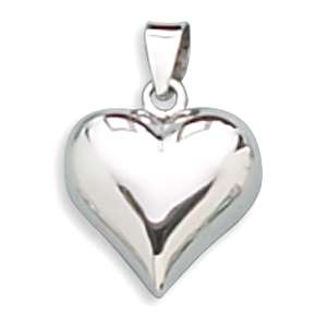 925 Sterling Silver Puffy Love Heart Necklace Pendant  