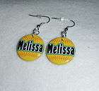Personalized Softball~~1 Button Earrings~~Very Cute~~