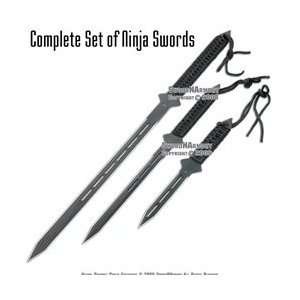  3 Pcs Ninja Double Edged Sword Set With Shoulder Strap 