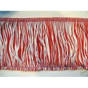  9.5 Yds Red and White Chainette Fringe Wrights 4 Inch 