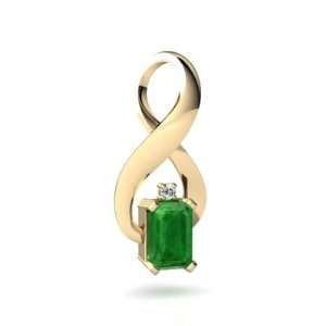    14K Yellow Gold Emerald cut Genuine Emerald Pendant Jewelry