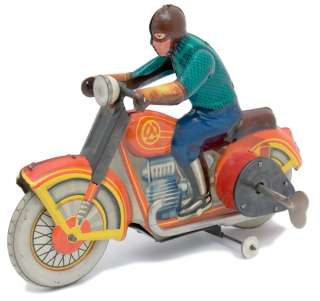 SOVIET RUSSIAN TIN Wind Up Toy Motorcyclist Motorcycle  