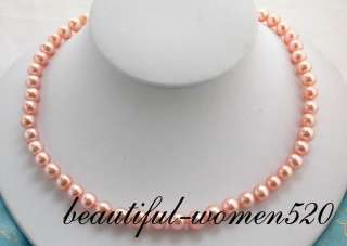 AAA++ 17 9mm pink round freshwater pearl necklace 14k  