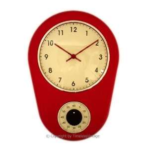   50s 50s Red Designer Kitchen Wall Clock with Timer