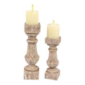   Wood Textured Pillar Candle Holders 