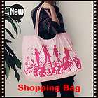 ECO Women Tote Reusable Recycle Shopping Shoulder Pink Canvas Casual 