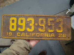 1600 old vintage California license plate from 1928  