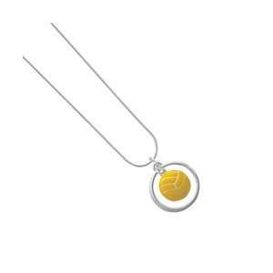 Large Water Polo Ball Pearl Acrylic Pendant Snake Chain Charm Necklace 