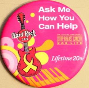 Hard Rock Cafe 2004 BREAST CANCER CHARITY Guitar BUTTON  