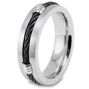   Steel with Black Cable Ring   Size 9.0 West Coast Jewelry Jewelry