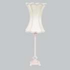   Light Table Lamp in Pink with Ivory Scalloped Hour Glass Shade