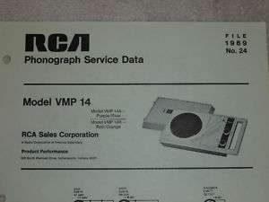 RCA 1969 Phonograph/Record Player VMP 14 SERVICE MANUAL  