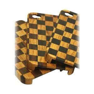   4S 4 Checkered Teak Exclusive Unique TPhone Hard Wood Back Cover Case