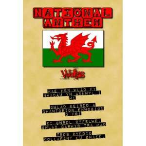    A4 Parchment Poster National Anthem Wales Welsh
