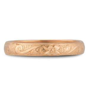    Handmade Paisley Floral Wedding Band, 14K Rose Gold Jewelry