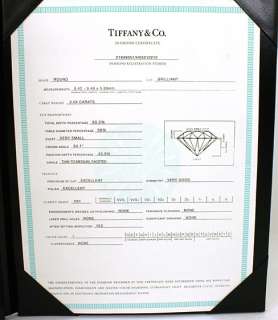 TIFFANY & CO. PLAT & CERTIFIED 3 CT DIAMOND BAND RING